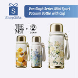 Compact vacuum bottle with cup featuring Van Gogh artwork by GERM x THE MET, ideal for stylish corporate gifting.