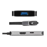 USB-C video adapter with 100W Power Delivery pass-through.