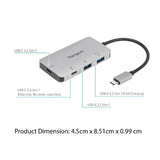 Multi-port USB-C adapter supporting 100W charging and data transfer.