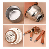 Titanium Bottle with Leather Carrier