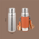 Titanium Bottle with Leather Carrier