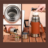 Titanium Bottle with Leather Carrier