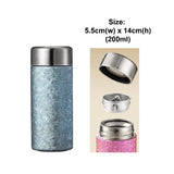 Small Titanium bottle with silver lid on a white background, showing size dimensions.