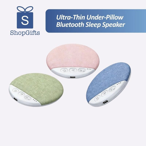 Ultra-thin fabric Bluetooth sleep speaker in pastel pink, green, and blue for under-pillow use _ corporate gifts
