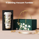 Elegant Van Gogh-inspired vacuum tumbler in pure titanium, designed for upscale corporate gifting.