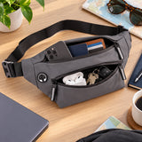 Water-Resistant Travel Waist Pouch (BW-3031) in black with streamlined front panel for commuting_custom corporate gift