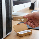 Eco-friendly wheat straw dual-interface USB 3.0 and Type-C flash drive in matching storage case_Corporate Gifts