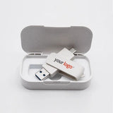 Eco-friendly wheat straw dual-interface USB 3.0 and Type-C flash drive in matching storage case_Corporate Gifts