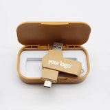 Eco-friendly wheat straw dual-interface USB 3.0 and Type-C flash drive in matching storage case_Corporate Gifts