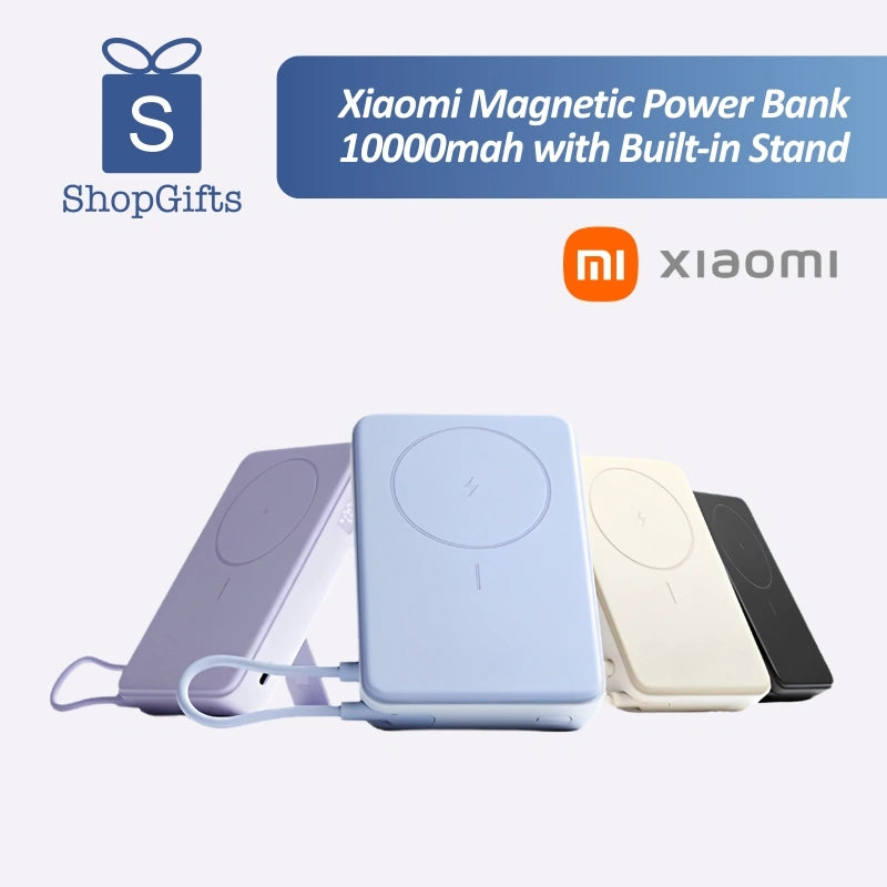 Xiaomi 10000mAh Magnetic Power Bank with Foldable Stand in Pastel Blue and Lavender_Premium Corporate Gifts