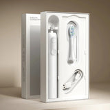 White and light blue Precision Oscillation Smart Sonic Electric Toothbrush on a minimalist bathroom counter_Premium corporate gift