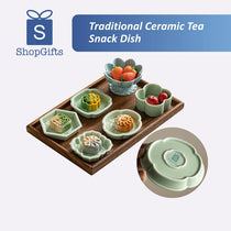 Traditional ceramic tea snack dish featuring ShopGifts logo.