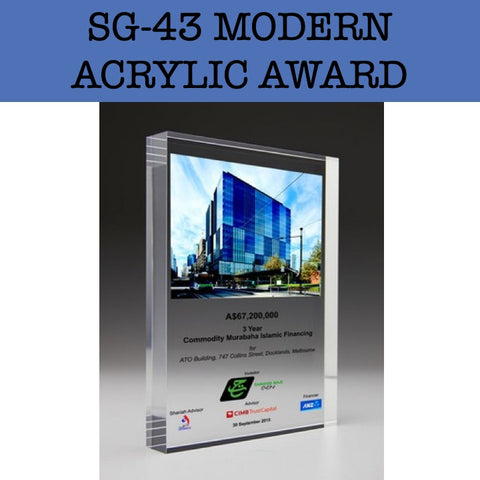 sg-43 modern acrylic award plaque corporate gifts door gift