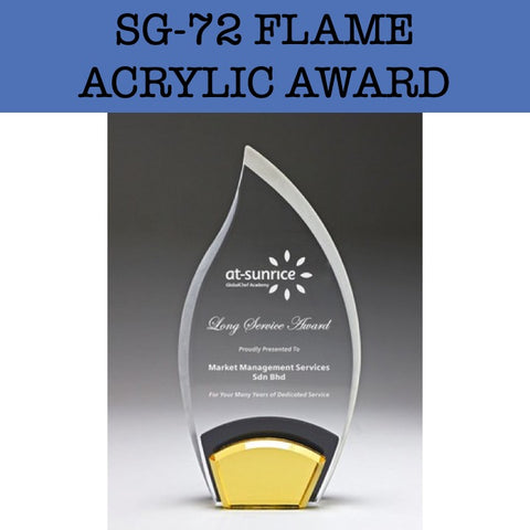 sg-72 flame acrylic award plaque corporate gifts door gift