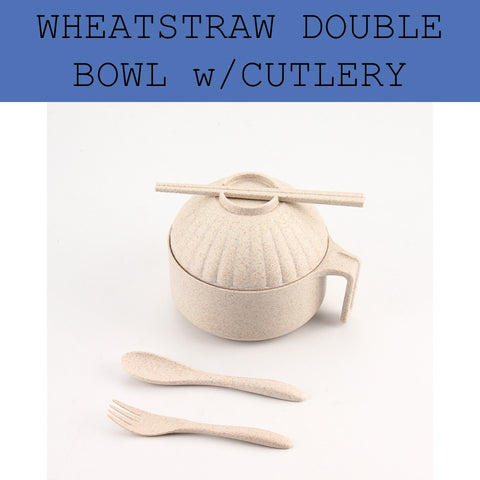 wheatstraw double bowl with cutlery set corporate gifts door gift giveaway