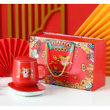 2022 Chinese New Year Gift Porcelain Mug & Warmer set corporate gift door gifts giveaway