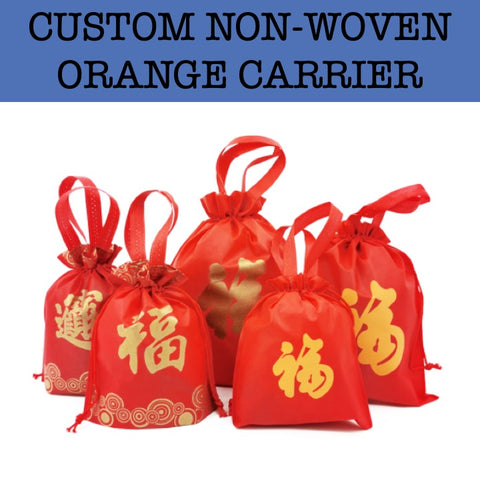 Chinese new year non-woven orange carrier corporate gift door gifts giveaway